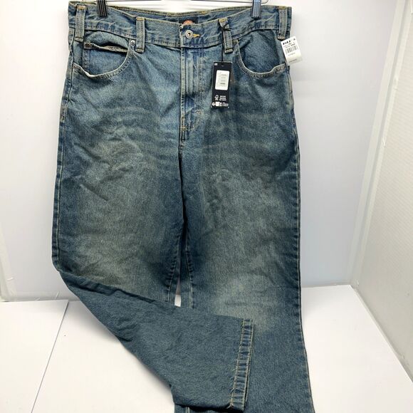 Dickies Jeans Men  34x32 Tinted Denim Wide Leg Baggy Skater Jean 5 Pocket New - Picture 1 of 7